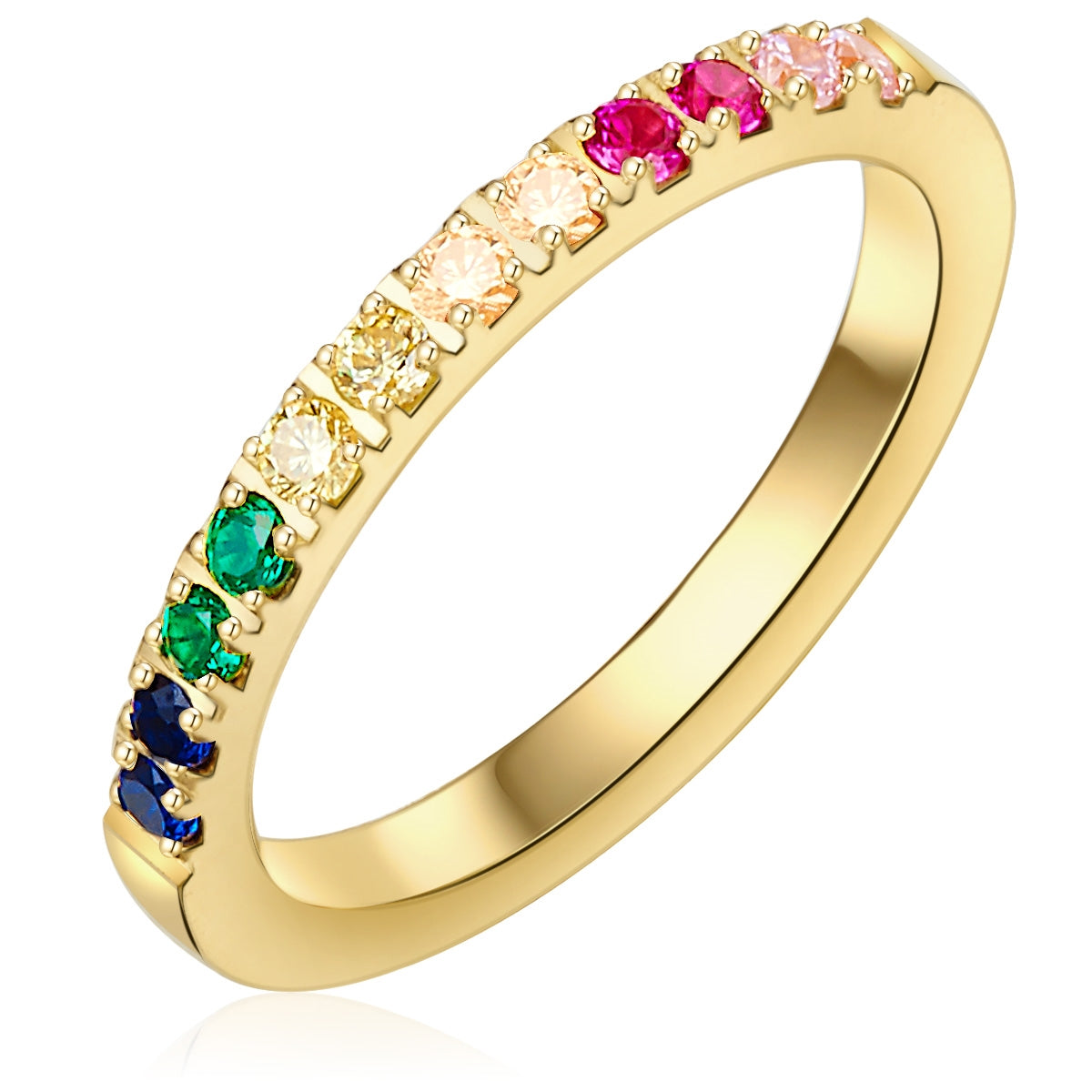 Ring Edelstahl gelbgold Zirkonia bunt
