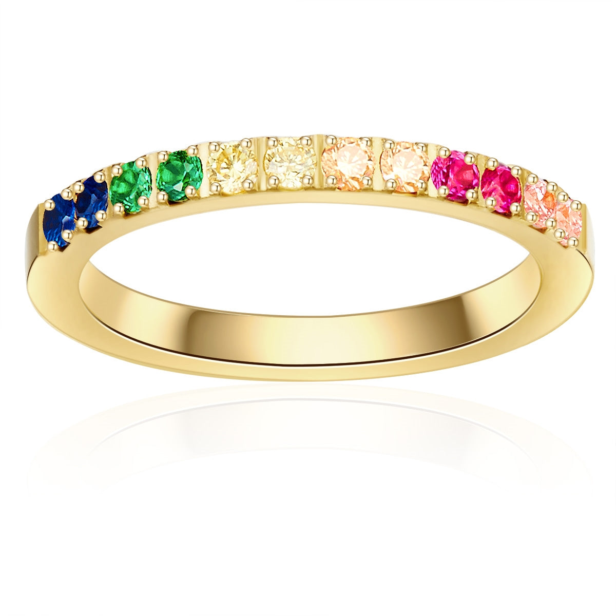 Ring Edelstahl gelbgold Zirkonia bunt