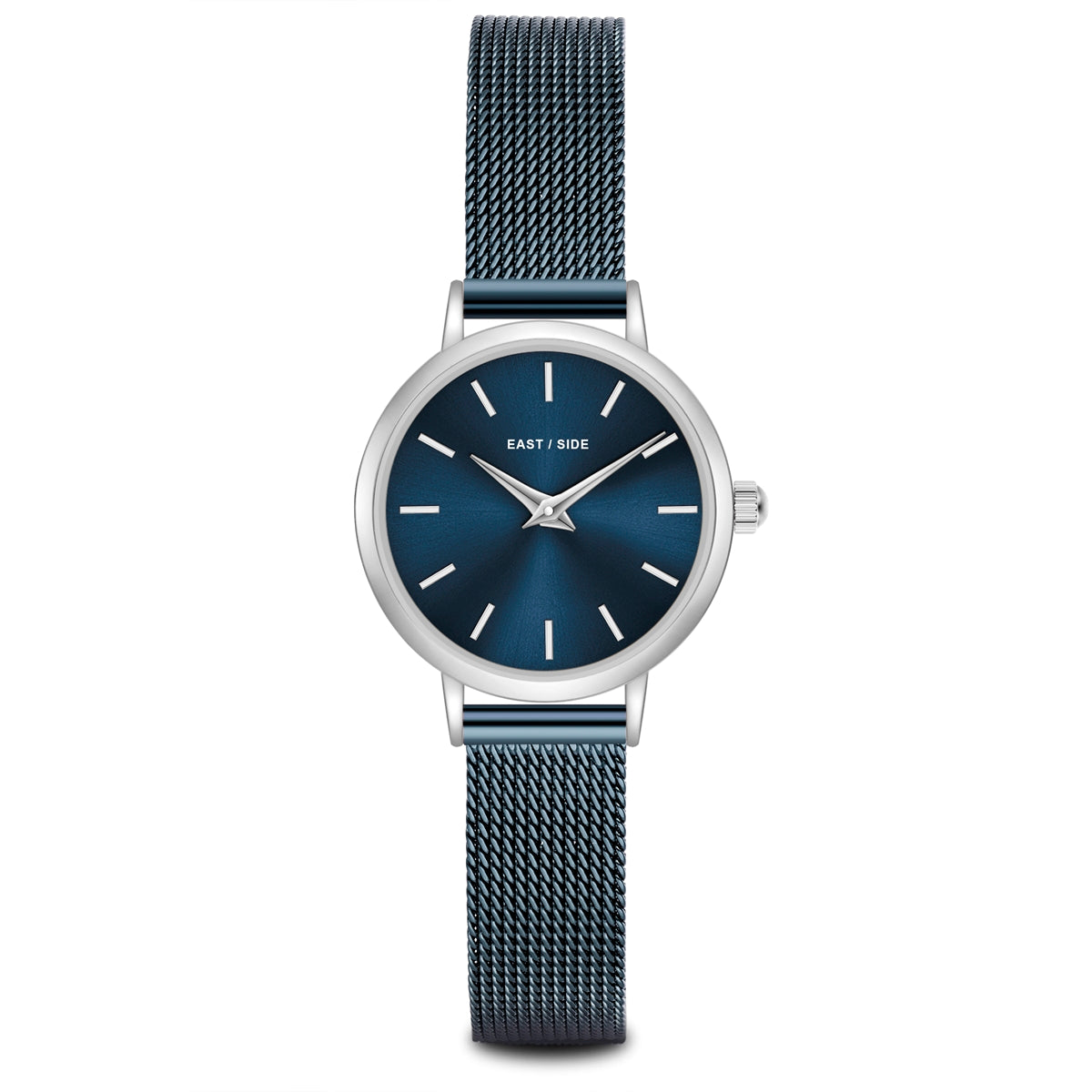 Damen Quarzuhr silber Edelstahl blau