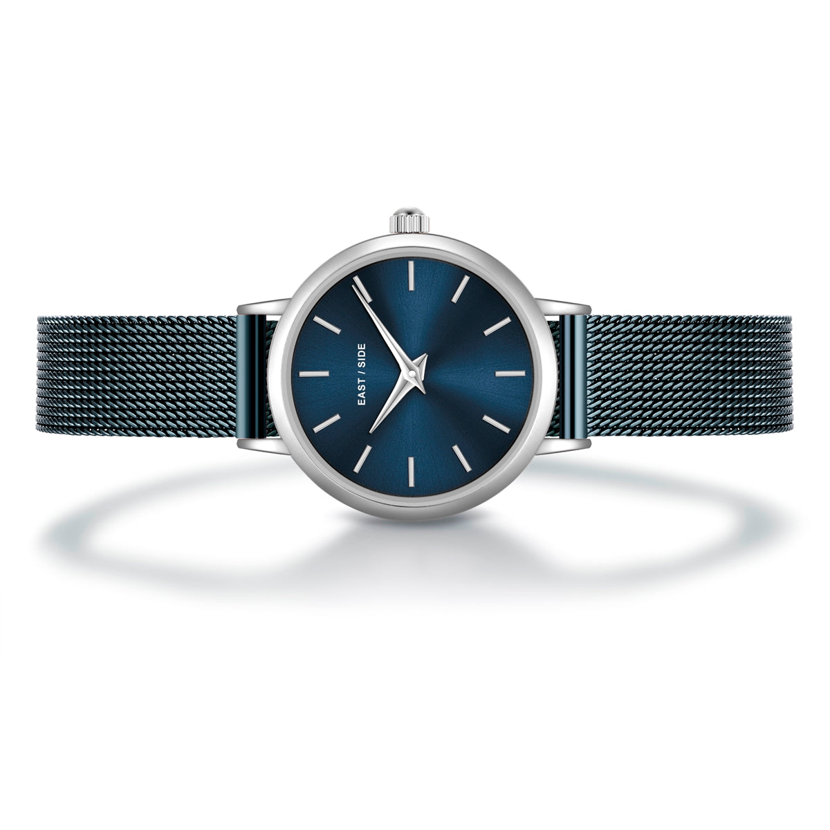 Damen Quarzuhr silber Edelstahl blau