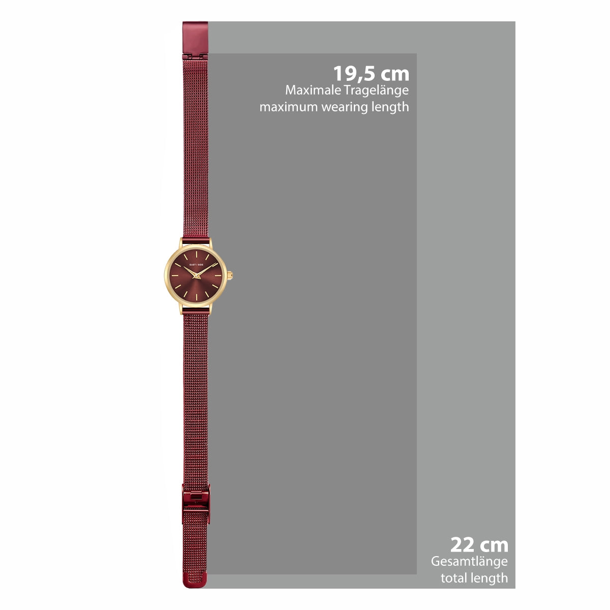 Damen Quarzuhr gelbgold Edelstahl bordeaux