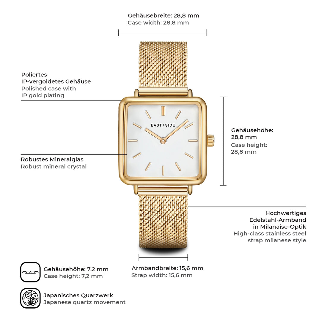 Damen Quarzuhr gelbgold Edelstahl gelbgold