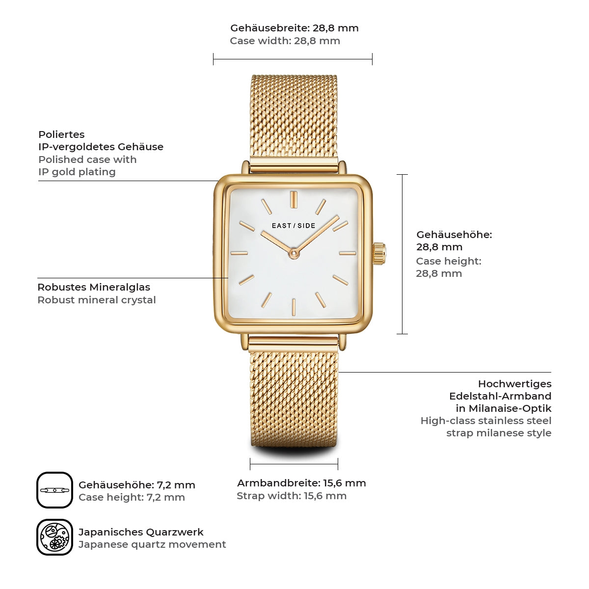 Damen Quarzuhr gelbgold Edelstahl gelbgold