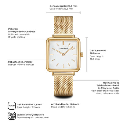 Damen Quarzuhr gelbgold Edelstahl gelbgold