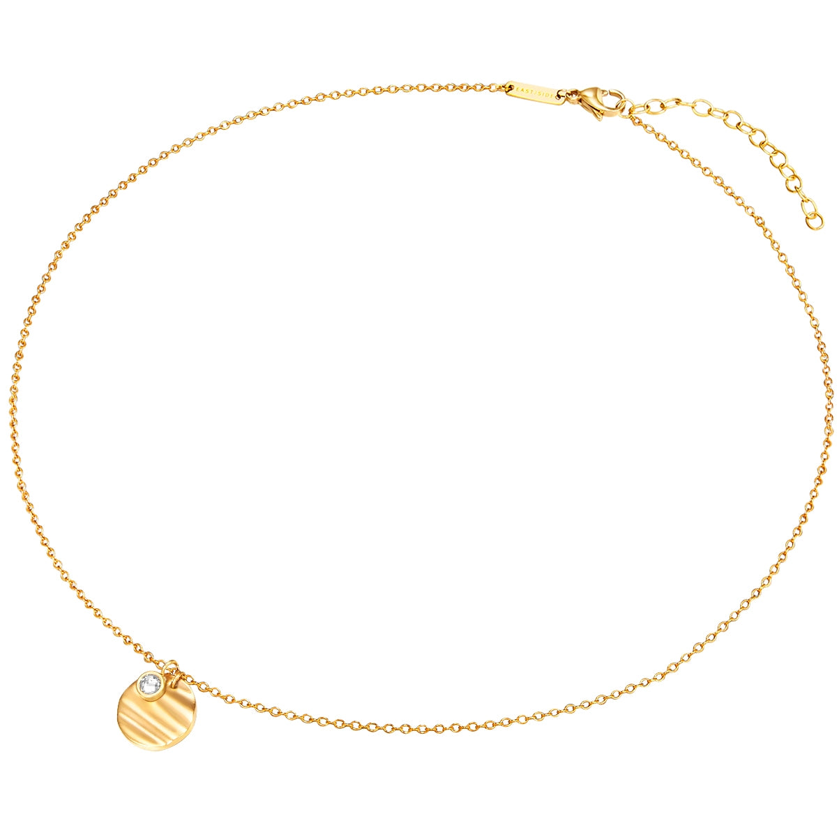 Kette mit Anhänger Edelstahl gelbgold Zirkonia weiß