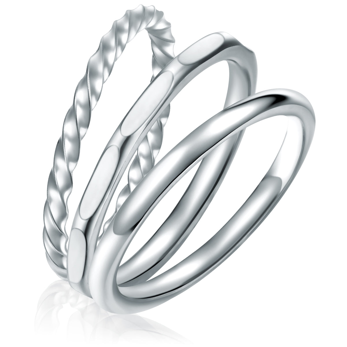 3er Set Ringe Edelstahl