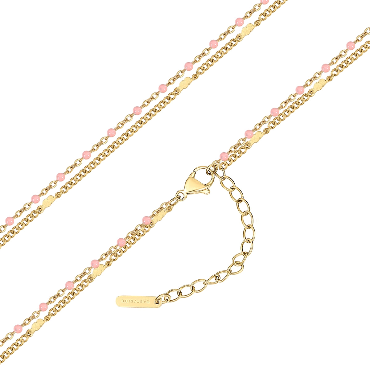 Kette Edelstahl gelbgold Emaille pink
