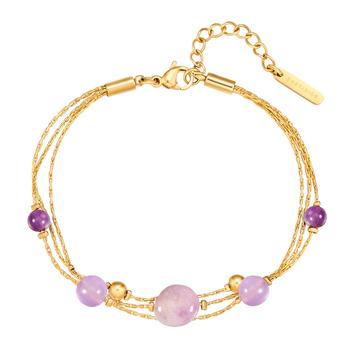 Armband Edelstahl gelbgold Amethyst lila