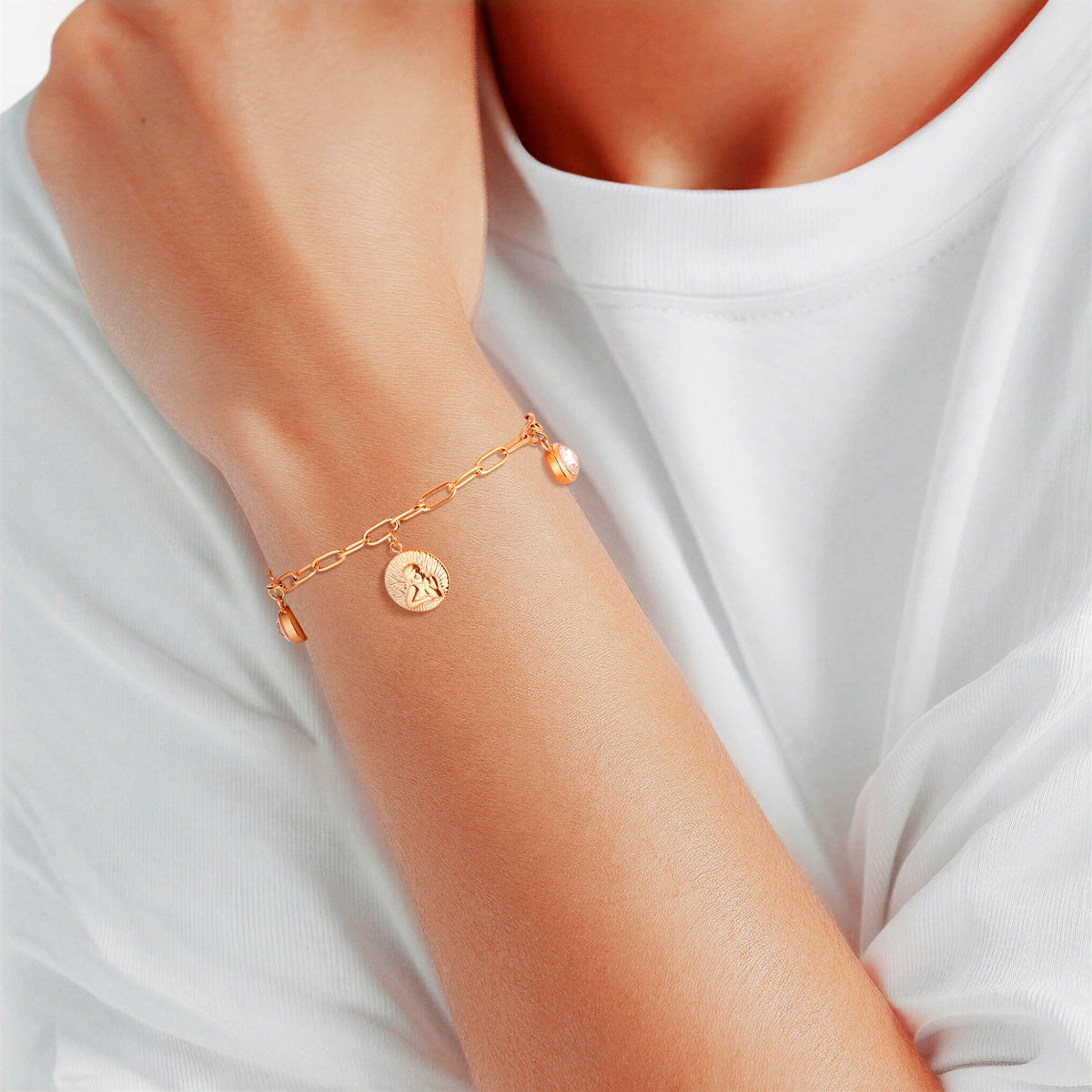 Armband Edelstahl gelbgold Zirkonia weiß