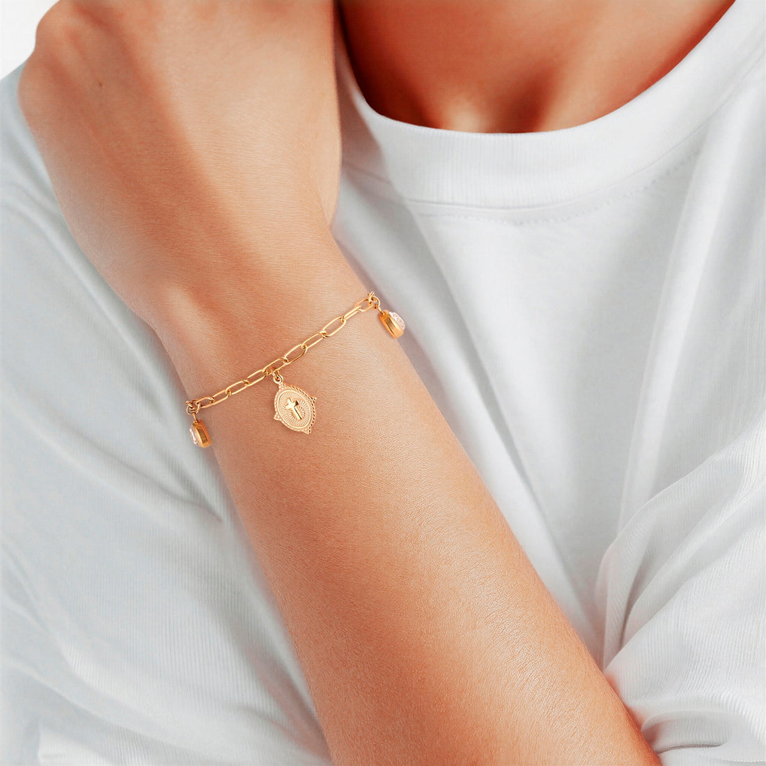 Armband Edelstahl gelbgold Zirkonia weiß