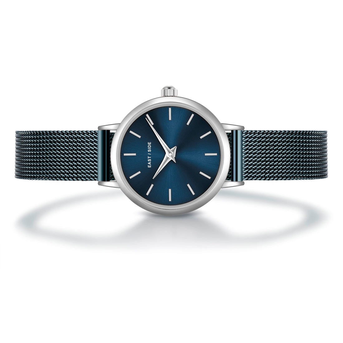 Damen Quarzuhr silber Edelstahl blau
