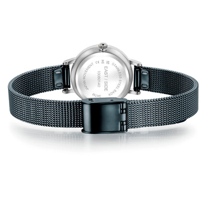 Damen Quarzuhr silber Edelstahl blau