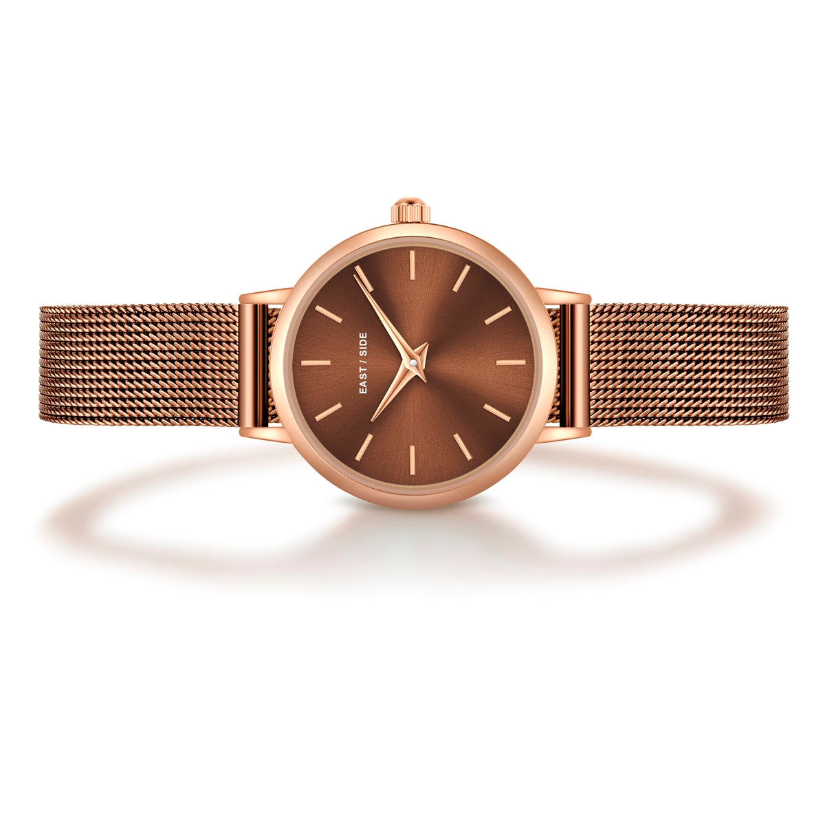 Damen Quarzuhr roségold Edelstahl braun