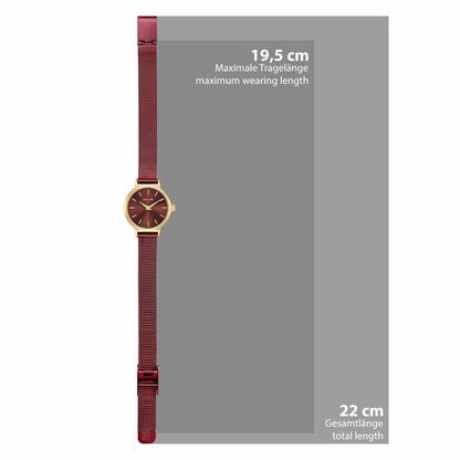 Damen Quarzuhr gelbgold Edelstahl bordeaux