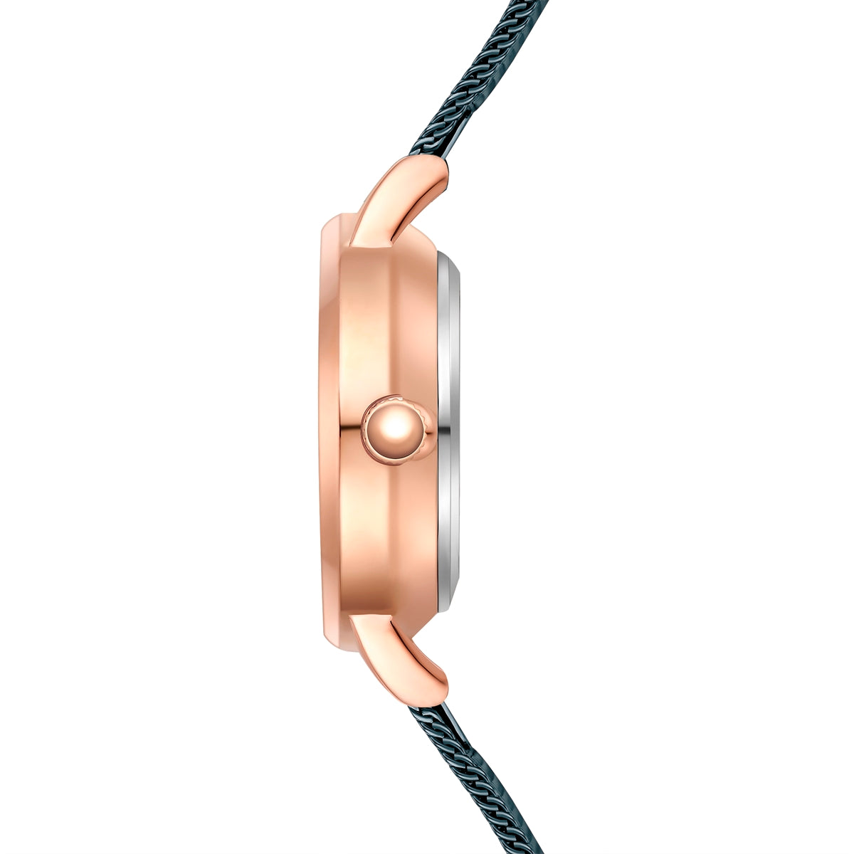 Damen Quarzuhr roségold Edelstahl blau