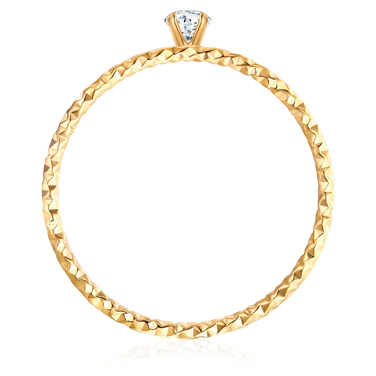 Ring Edelstahl gelbgold Zirkonia weiß