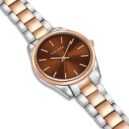 Damen Quarzuhr roségold Edelstahl silber/roségold