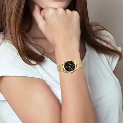 Damen Quarzuhr gelbgold Edelstahl gelbgold